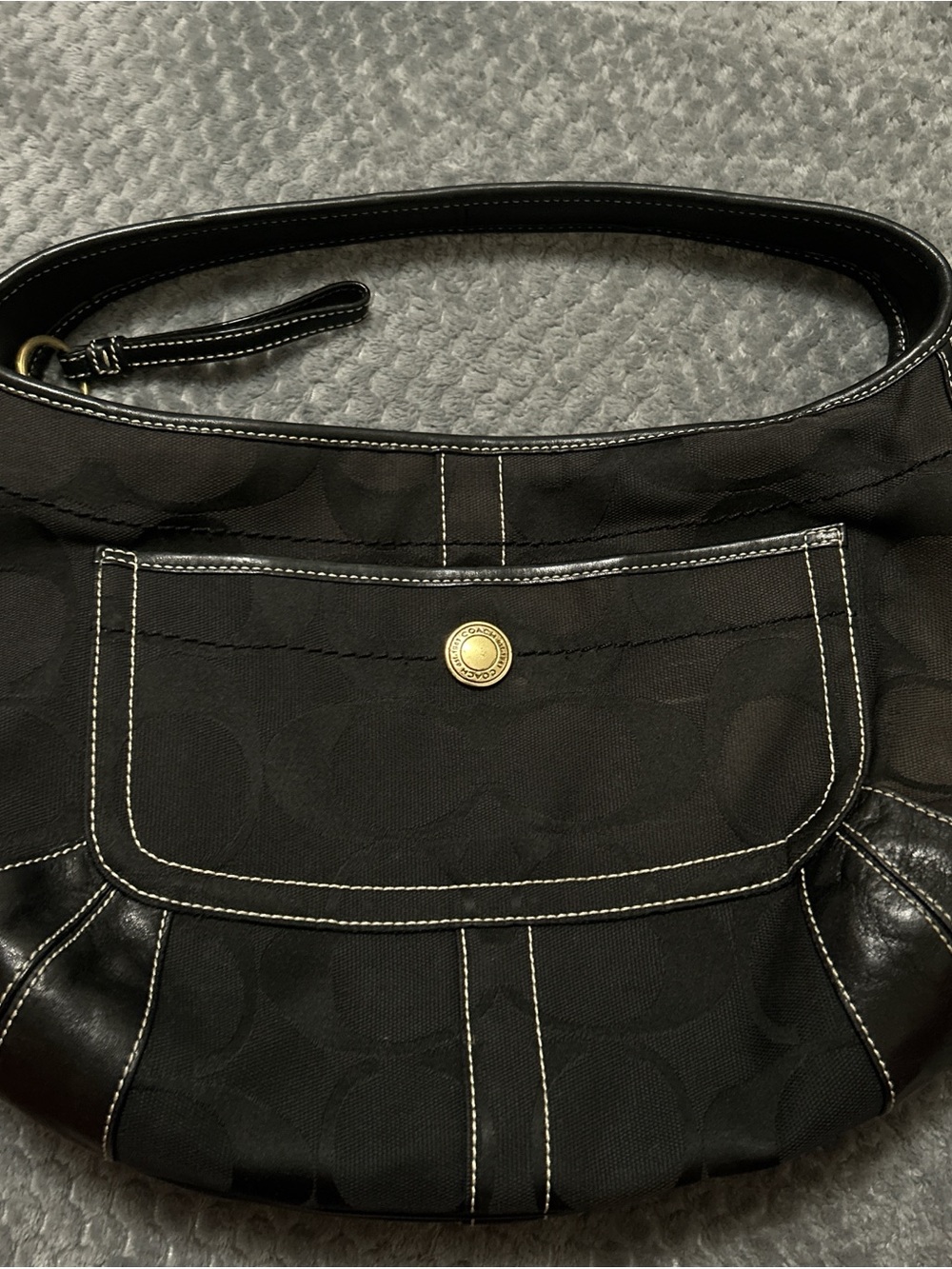 Black Coach  Ergo Hobo Shoulder Bag with Contrast Stitching